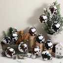 Syhood 12 Pcs Cowhide Printed Christmas Ball Ornaments 3.15 Inch Plastic Western Cow Ornaments Country Western Party Decorations Rustic Holiday Xmas Baubles for Tree Home Gift