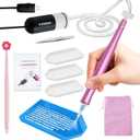 jojnawa Electric Vacuum Diamond Art Pen with Adjustable Suction, Diamond Painting Pen with Storage Tray, Wax-Free Design for Diamond Art Painting (Pink)