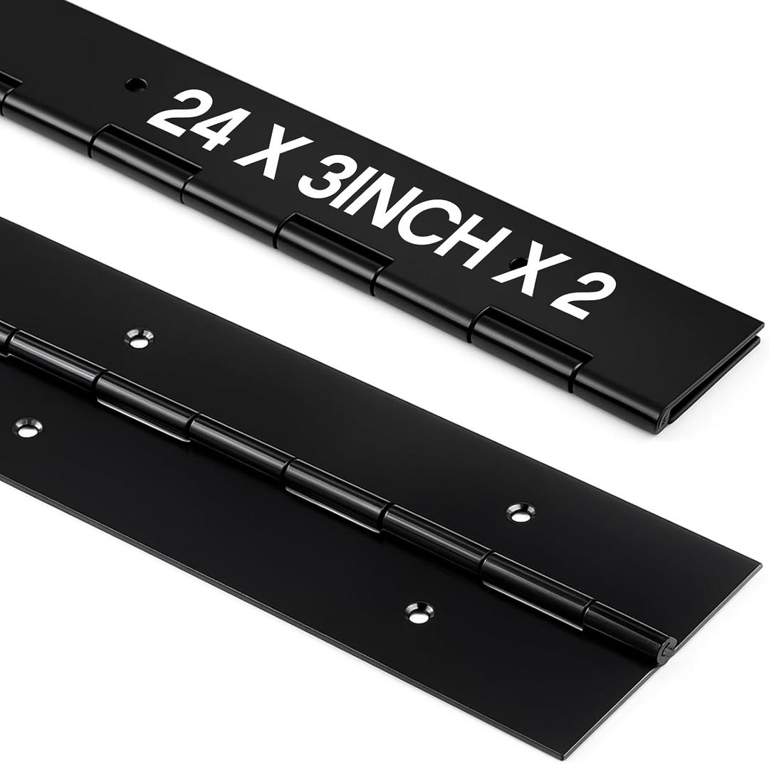 Zonon 2 Pack Heavy Duty Piano Hinge 24'' x 3 '' Width 0.060'' Thick, Black