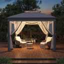 Garveelife 11x11 Pop Up Canopy Tent with Mosquito Netting, Outdoor Canopy Shelter Easy Setup, Water & UV Resistant - Gray (11FT)