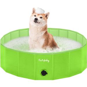 Furrybaby Dog Pool, Foldable Dog Pools for Large Dogs Portable Kiddie Pool Pet Doggie Wading Swimming PoolGreen 39''Indoor and Outdoor