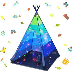 LimitlessFunN Teepee Kids Play Tent | Includes Star Lights & Carrying Case |, Children Indoor Playhouse for Boys, Toddlers, 42" D x 42" W x 60" H (Blue)