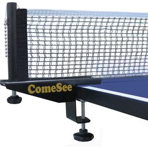 Comesee Professional Table Tennis Ping Pong Net Post Set Strength Screw Clamp with Net Clip Insert, 1.5 Inch Width Grip Holder, Tension and Height Adjustable Easy Set Up (Black)