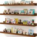 Shario Nursery Book Shelves, 4-Pack White Floating Shelves for Wall Kids, Scalloped Shelves, Wall Book Shelves for Bedroom Kids, Toddler Room, Baby Room, Nursery Decor (Walnut Brown, 36 Inches)