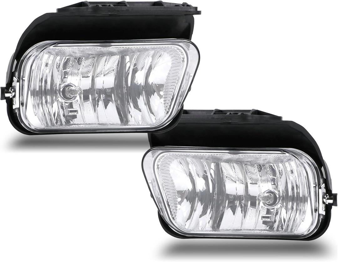 Fog Lights Compatible With 2003-2006 Chevy Silverado 1500 2500 3500 1500HD 2500HD 2007 Classic 02-06 Avalanche Driver and Passenger Side Fog Bumper Lamp Assembly with Bulbs Clear Lens