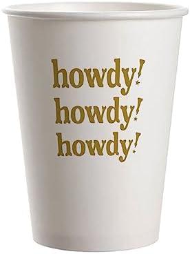 SharkBliss Howdy Party Cups, 20 Pack 9oz Howdy Howdy Howdy Disposable Paper Funny Humor Cups for Party Table Decor (Gold Howdy Cups)