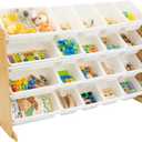 Humble Crew Toy Storage Organizer with 20 Removable Storage Bins for Kids Playroom, 4-Tier Toddler Toy Organization and Storage, Natural/White