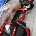 Medline Ultra Lightweight Transport Wheelchair for Adults, Foldable, 19-Inch Seat Width, Red Frame, Black Upholstery