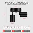 BoostArea LED 2 Light Track Lighting Kit, LED Track Lighting Fixtures, Black Round Ceiling Spot Lighting, Flexibly Rotatable Light Head for Kitchen, Living Room, Bedroom, GU10 Bulb Not Included