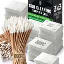 900pc Gun Cleaning Supplies Case - 300pcs Patches & 600pcs Swabs - 6-inch Lint Free, 3x3 Inch Highly Absorbent Patches - Cleaning Kit Supplies