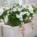 Daynight 4 Pcs Artificial Impatiens Flowers for Outdoor Flowers Faux Flowers Impatiens Bushes Silk Artificial Flowers Bouquet for Patio Garden Pot Hanging Basket Porch Decor (4, White)