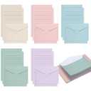 100 Pcs Stationery Lined Stationery Paper and Envelopes Set Includes 50 Letter Writing Paper and 50 Envelope for Office, 5.5 x 8.25 Inch(Pastel)