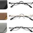 Viseng Half Frame Reading Glasses for Women Men Slim Half Moon Lens Readers Metal Semi Rimless eyewear +2.5