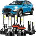 For Hyundai Elantra 2007-2013 Lights Bulbs, High Low Beam Fog Light, 6PCS | 800% Brightness, 30000LM Super Bright 6000K White, With Cooling Fan, Plug and Play