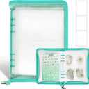 Sticker Organizer Binder Sticker Storage Album A5 Sticker Book Collecting Album for Collecting Sticker Reusable Sticker Keeper Holder Book for Adult with Pockets and Zipper (Cyan)