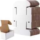 RLAVBL 50 Pack 4.6x2.2x2.2 Inches Small Shipping Boxes White Corrugated Cardboard Box for Small Business, Shipping, and Packing