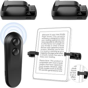 First No Text Blocking Remote Control Page Turner for Kindle Paperwhite, Clicker Page Turner with Flip Forward and Backward,Kindle Accessories for iPad/Tablets(Just Reading), Camera & Selfie Shutter (Black)