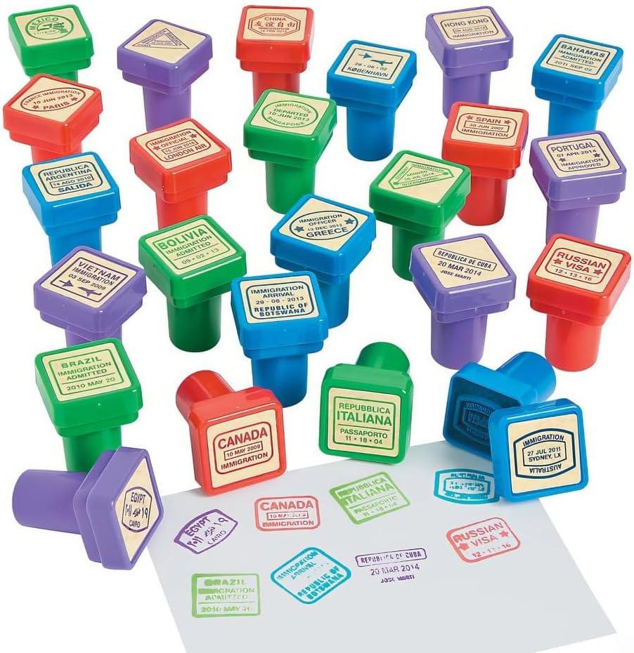 Passport Stampers - 24 Pieces - Educational and Learning Activities for Kids