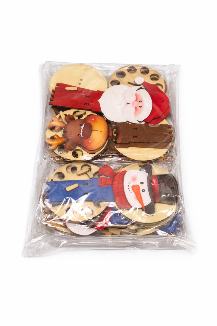 Tiny Wood Christmas Ornaments, Mini Christmas Hanging Ornaments Set for Tree Xmas Miniatures Figurines and DIY Home Wall Garden Decor