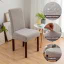 Genina 100% Waterproof Dining Room Chair Covers Set of 6 Stretch Kitchen Chair Covers Parsons Chair Slipcovers for Dining Room Chair Protector Cover, Removable, Washable (Leaf Pattern-Warm Gray)