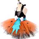 Kids Girls Caveman Costume Historical Stone Age Tutu Dress with Headband Halloween Birthday Party Cosplay Dress up (11-12 Years, Black)