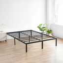 Olee Sleep 18 Inch Heavy Duty Steel Slat Anti-Slip Support, Easy Assembly Platform Bed Frame, Noise Free Steel Mattress Foundation, Maximum Storage, No Box Spring Needed, Black, Queen Size