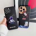 2 x Yonds Queen for iPhone 16 Pro Cute Case, Cool Cartoon Astronaut Space Planet Moon Design Stylish Bumper Cover Soft TPU Protective Anti-Slip Shockproof Fashion Case(iPhone 16 Pro, Music)