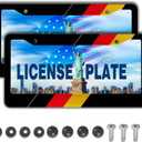 License Plate Protector Black, Yellow, and Red License Plate Frames German Flag Aluminum Metal Car Accessory 2 Pack with Screw Covers Set