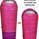 REDCAMP Kids Mummy Sleeping Bag for Camping, 3 Season Cold Weather Sleeping Bag Fit Boys,Girls & Teens, Blue/Rose Red