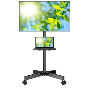 PERLESMITH Rolling TV Stand, Mobile TV Stand for 23-60 Inch LCD LED TVs, Tilt TV Stand Wheels Holds up to 88Lbs, Portable TV Stand for Bedroom with Shelf, Outdoor TV Stand Max VESA 400x400mm PSTVMC06