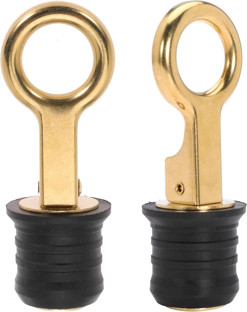 Boat Drain Plug - O-Handle Snap Plug, Brass/Stainless Steel, Rubber