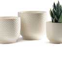 4 + 5 + 6 Inch Ceramic Pots for Indoor Plants, Succulents Plant Pots, Orchid Flower Pot with Drainage Hole, Modern Clay Stoneware Planters, Set of 3 (Milk White, 4+5+6 Inch)