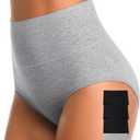 CULAYII Tummy Control Underwear Womens High Waisted Cotton Panties Breathable Full Coverage Postpartum Ladies Briefs (XX-Large, Multicoloured D - 5 Pack)