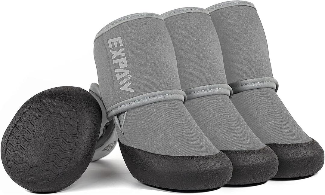 EXPAWLORER Waterproof Dog Boots - Reflective Dog Shoes Outdoor for Hot/ Cold Pavement, Paw Protectors, Prevent Licking Boots for Small Medium Large Dogs, Size Medium