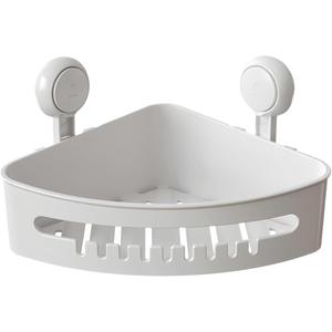Shower Caddy Shelf Organizer Rack Corner Shower Caddy Suction Cup Plastic Shower Shelf Basket Wall Mounted Shower Organizer Bathroom Shelves Basket, 13*3.3*10in, White