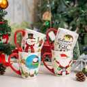 Topadorn Christmas Mugs Set of 4, Festive Coffee Cups with Handle, 18 oz Ceramic Coffee Cups - Gift for Family and Friends, Ideal for Holiday Party, Hot Chocolate, Tea