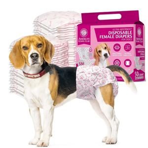 American Kennel Club Female Dog Wrap, Disposable Diapers with Wetness Indicator, Small, 50 Count