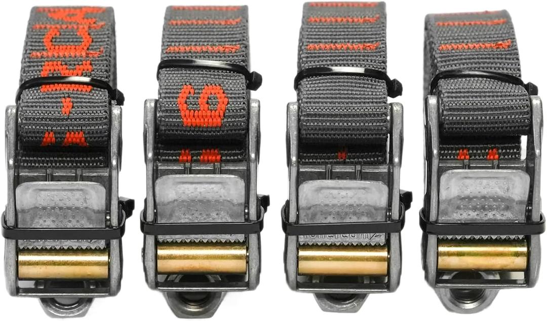Rollercam 1.0 Tiedown Straps with Rollercam Buckle - Cam Strap Polypropylene Webbing with Triple-Bar Tack Stitching Outdoor Gear Heavy-Duty Lashing Straps, 350 lb Load, Straight End, 4 Pack, 9 Foot