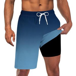 Goodstoworld Mens Swim Trunks with Compression Liner 9'' Inseam Quick Dry Swimsuit Shorts M-3XL (XL)