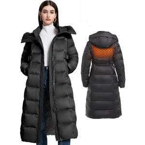 Women's Winter Full Length 800 Fill Duck Down Coat,Plus Size Long Puffer Jacket Parka for Ladies,Hooded,Thickened (Medium, Black B)