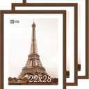 VCK 22x28 Picture Frame 3 Pack, Brown Wood Poster Frame with Exclusive Wood Grain, Wall Mounting Hanging
