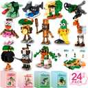 Valentines Day Gifts for Kids, 24 Pack Building Blocks with Valentines Day Cards Class Valentines Gifts for Class Classroom School Boys Girls Party Favors Exchange (Blue)