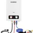 CAMPLUX 1.58 GPM Portable Tankless Water Heater with Water Pump Kit, Propane Water Heater Outdoor with 1.2 GPM Pump, 41,000 BTU, BD158P43