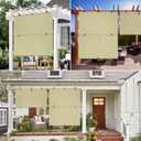 Windscreen4less 8'W x 6'H Outdoor Roll Up Foldable Shade Fabric UV Blockage Roller Shade for Deck Pergola Yard Gazebo Patio (Beige), 96"W x 72"H