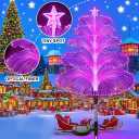 Solar Christmas Tree Lights Outdoor, 7-Color Changing Jellyfish Lights with 5-Layer Fiber Optics, IP65 Waterproof Pathway Decor for Yard Lawn Patio (3Pack)