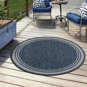 Keen Home Design Waterproof Indoor Outdoor Rug 8 ft Round, Patio Deck Porch