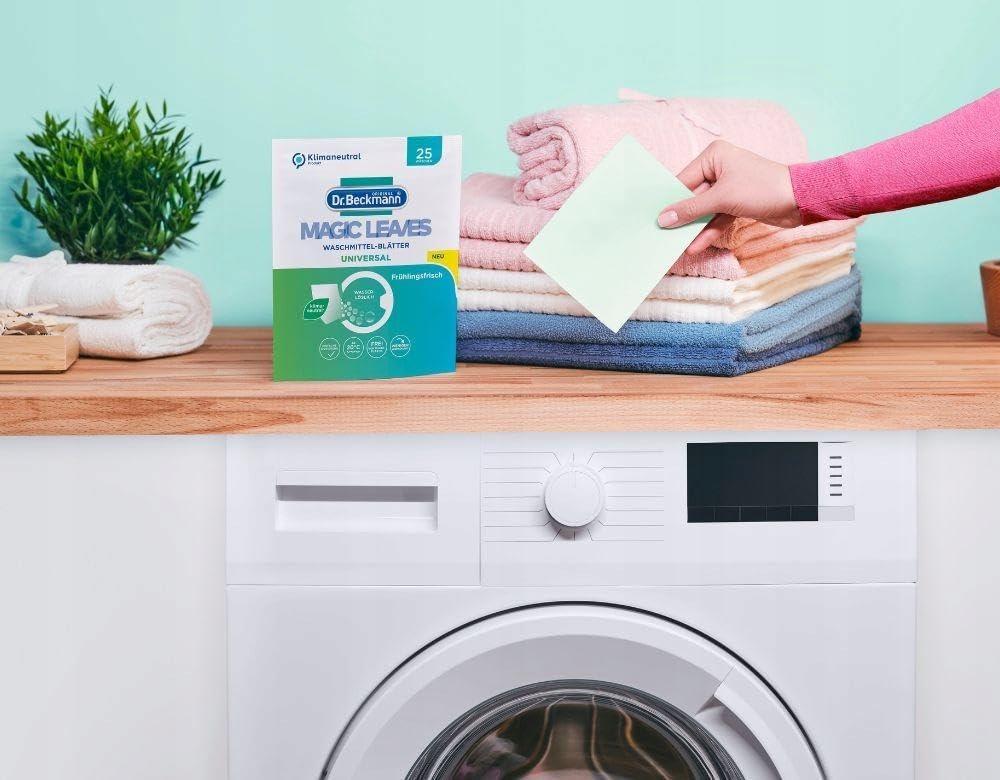 Dr. Beckmann Magic Leaves Universal Detergent Sheets, Pre-Dosed and Water-Soluble Wash Sheets, Space-Saving and Easy to Use
