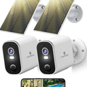 SYMYNELEC 2K Solar Security Cameras Wireless Outdoor 2-Pack, Home Security System with Color Night Vision, Person Detection, Waterproof, Compatible with Alexa, 2.4GHz WiFi