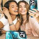 Shorogyt Compatible with iPhone 14 Pro Max Wallet Case with Card Holder - Designer Marble Pattern Kickstand Magnetic Clasp Back Flip Folio Leather Phone Covers Women Men Girls Cyan