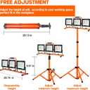 21000 Lumen Work Lights with Stand, 3 Adjustable Head LED Work Light, with Adjustable and Foldable Tripod Stand, Waterproof Lamp with Individual Switch with 6500 Kelvin Color Temperature